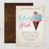 Ice Cream Gender onthullen Invitation BLUE OF PINK Kaart (Voorkant / Achterkant)