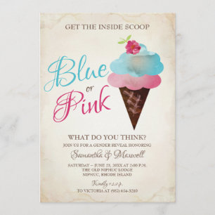 Ice Cream Gender onthullen Invitation BLUE OF PINK Kaart