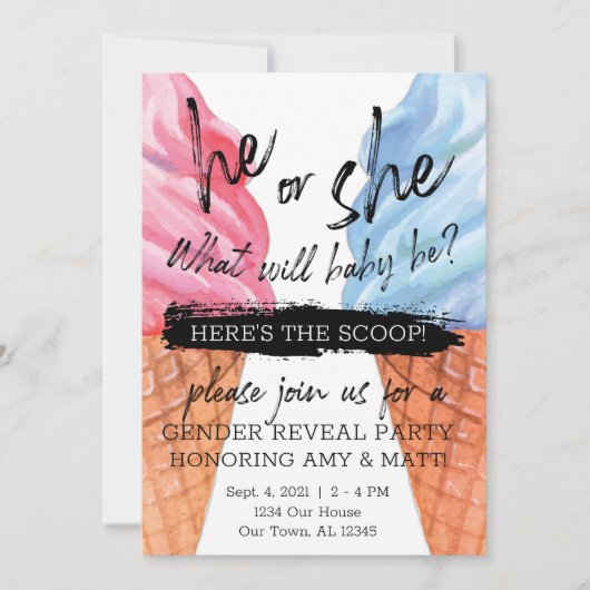 Ice Cream Gender onthullen Kaart (Voorkant)