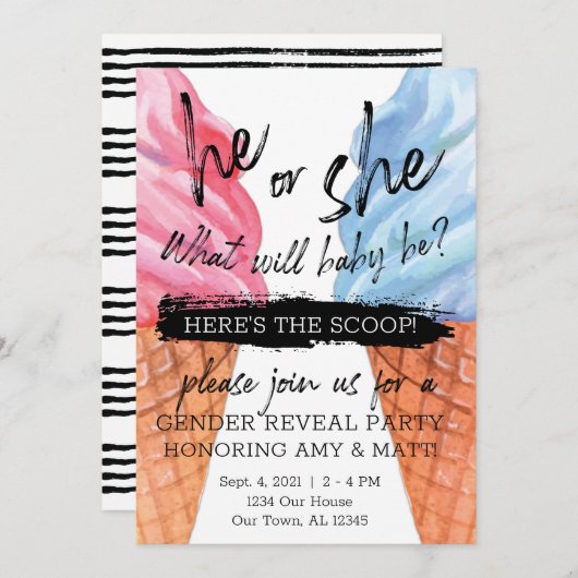 Ice Cream Gender onthullen Kaart (Voorkant / Achterkant)