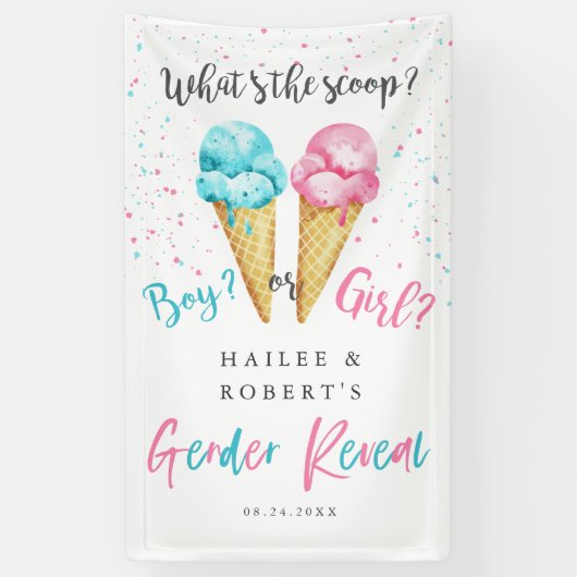 Ice Cream Gender onthullen Party Welcome Banner (Verticaal)