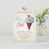 Ice Cream Gender onthullen Uitnodiging - Klein (Staand voorkant)