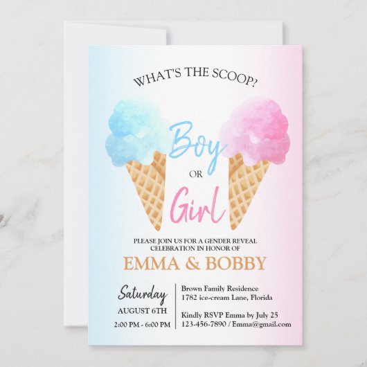 Ice Cream Gender onthullen wat de Scoop Party is Kaart (Voorkant)