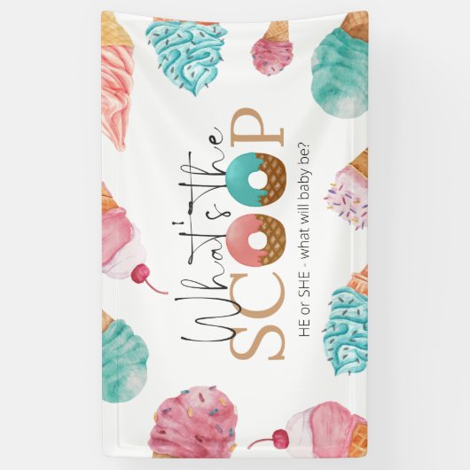 Ice Cream Gender onthullen wat de Scoop Party is Spandoek (Verticaal)