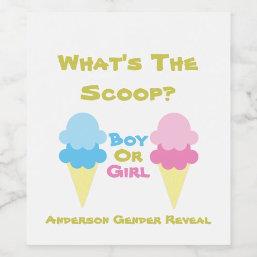 Ice Cream Gender onthullen Wijn Etiket (Enkel label)