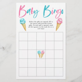 Ice Cream Gender onthulling Party Baby Bingo Game