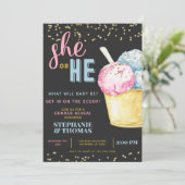 Ice Cream Gender onthulling Uitnodiging (Staand voorkant)