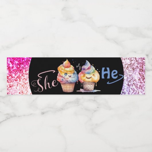 Ice Cream Gender Reclame Party Invision Waterfles Etiket (Enkel label)