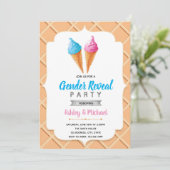 Ice cream gender reveal party invitation kaart (Staand voorkant)