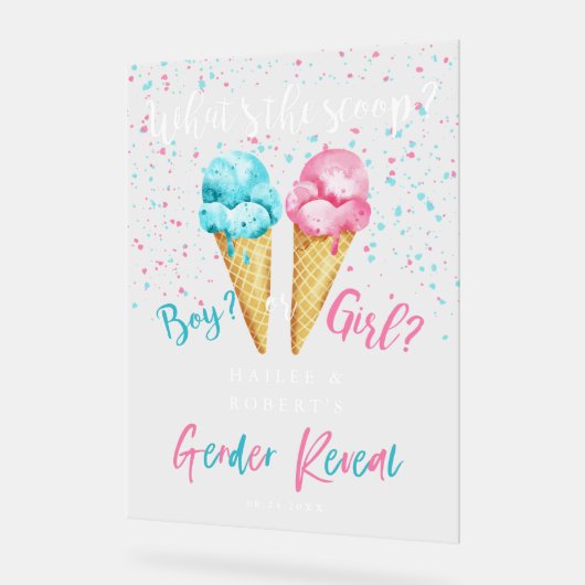 Ice Cream Gender Reveal Party Sign Acryl Bord (Hoek)