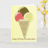 Ice Cream gepersonaliseerde kleindochter verjaarda Kaart (Gele Bloem)
