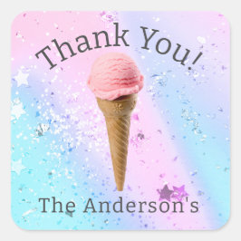 Ice Cream Geslacht Onthullen Dank je Meisje Vierkante Sticker