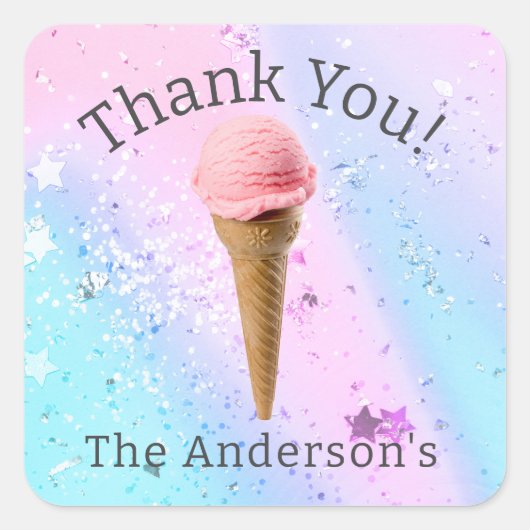 Ice Cream Geslacht Onthullen Dank je Meisje Vierkante Sticker (Voorkant)