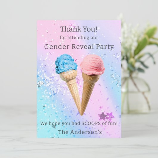 Ice Cream Geslacht onthullen Dank u kaart (Staand voorkant)