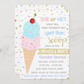 Ice Cream Geslacht Onthulling Uitnodiging, Gender  Kaart (Voorkant / Achterkant)