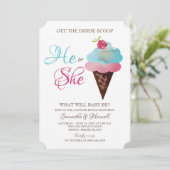 Ice Cream Geslacht Reveal Uitnodigen Kaart (Staand voorkant)
