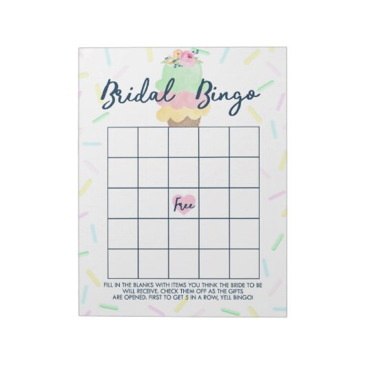 Ice Cream Gift Bingo Vrijgezellenfeest Game Pack Notitieblok (Linkerzijde)