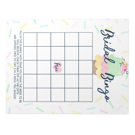 Ice Cream Gift Bingo Vrijgezellenfeest Game Pack Notitieblok (Voorkant)