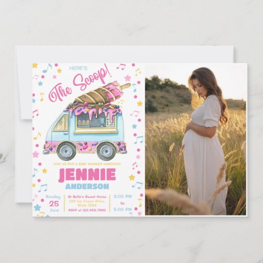 Ice Cream Girl Baby shower Party Kaart (Voorkant)