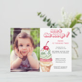 Ice Cream Girl Birthday Fotouitnodiging Kaart (Staand voorkant)