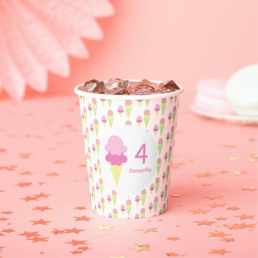 Ice Cream Girl Birthday Papieren Bekers (Insitu)