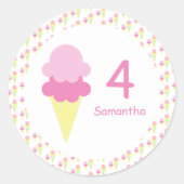 Ice Cream Girl Birthday Ronde Sticker (Voorkant)