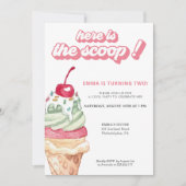 Ice Cream Girl Birthday Scoop Invitation Kaart (Voorkant)