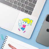 Ice Cream Girl Sticker (Laptop met iPhone)