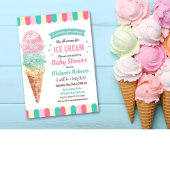Ice Cream Glitter Baby shower Invitation Kaart