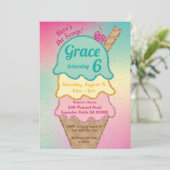 Ice Cream Glitter Sprinkles Verjaardag uitnodiging (Staand voorkant)