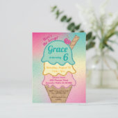 Ice Cream Glitter Sprinkles Verjaardag uitnodiging (Staand voorkant)