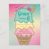 Ice Cream Glitter Sprinkles Verjaardag uitnodiging (Voorkant)