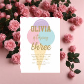 Ice Cream Goud Folie Kalligrafie Verjaardagsfeest Kaart