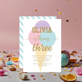 Ice Cream Goud Folie Kalligrafie Verjaardagsfeest Kaart