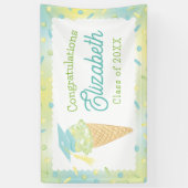 Ice Cream Graduation Party Blue Green Spandoek (Verticaal)