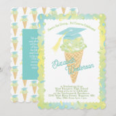 Ice Cream Graduation Party Green Blue Kaart (Voorkant / Achterkant)