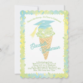 Ice Cream Graduation Party Green Blue Kaart