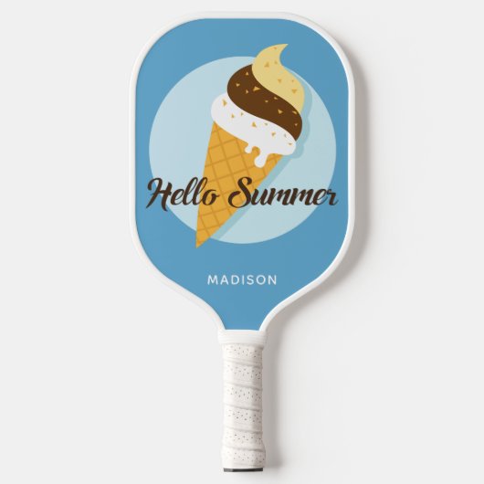 Ice Cream Hallo aangepaste naam en kleur Pickleball Paddle (Voorkant)