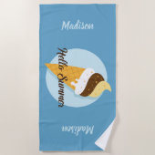 Ice Cream Hallo aangepaste naam en kleurenhanddoek Strandlaken (Voorkant)