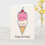 Ice Cream Happy Birthday Kaart (Gele Bloem)