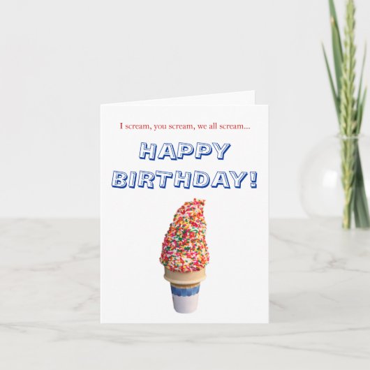 Ice Cream Happy Birthday Kaart (Voorkant)