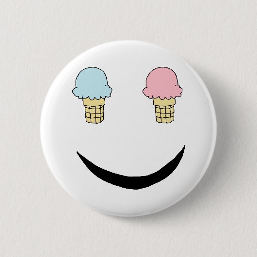 Ice Cream Happy Face Ronde Button 5,7 Cm (Voorkant)