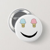 Ice Cream Happy Face Ronde Button 5,7 Cm (Voorkant /achterkant)