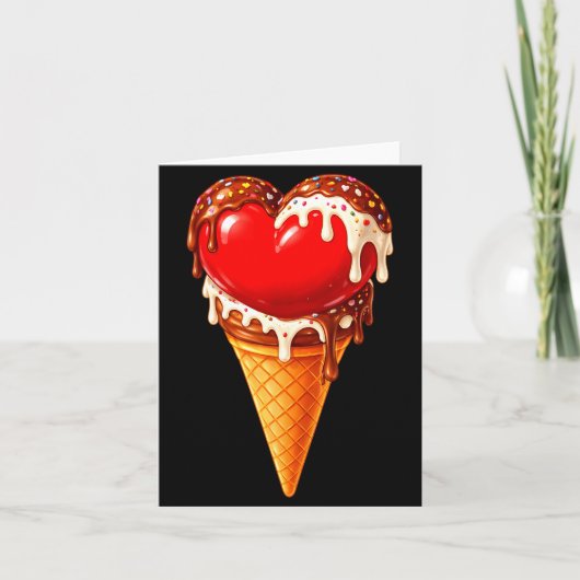 Ice Cream Heart Funny Drip Valentines Day Boys Gir Kaart (Voorkant)