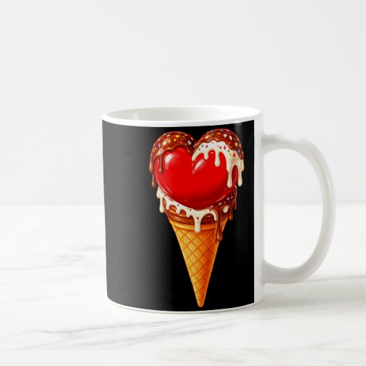 Ice Cream Heart Funny Drip Valentines Day Boys Gir Koffiemok (Rechts)
