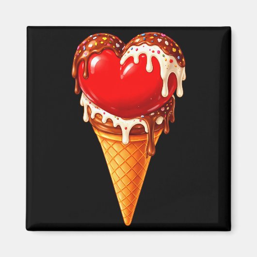 Ice Cream Heart Funny Drip Valentines Day Boys Gir Magneet (Voorkant)