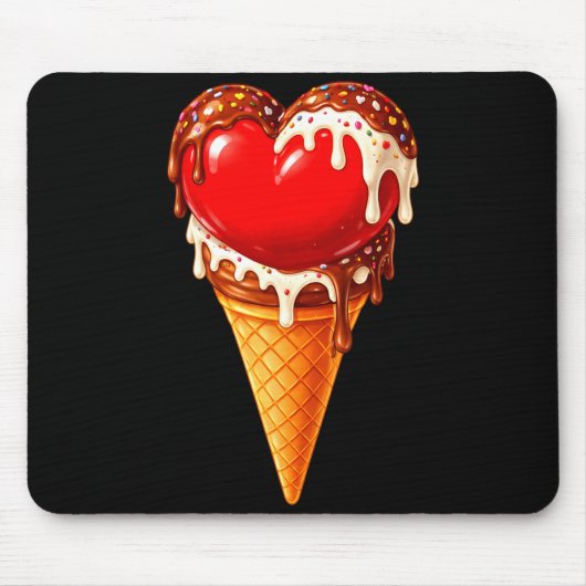 Ice Cream Heart Funny Drip Valentines Day Boys Gir Muismat (Voorkant)