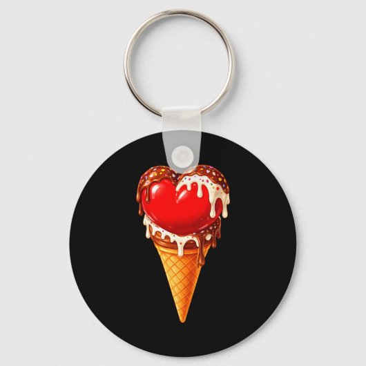 Ice Cream Heart Funny Drip Valentines Day Boys Gir Sleutelhanger (Voorkant)