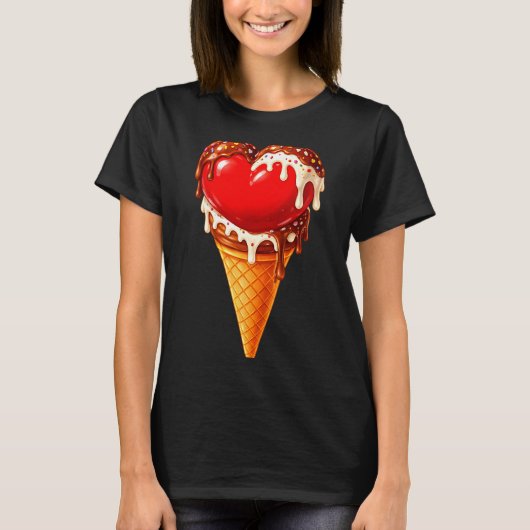 Ice Cream Heart Funny Drip Valentines Day Boys Gir T-shirt (Voorkant)