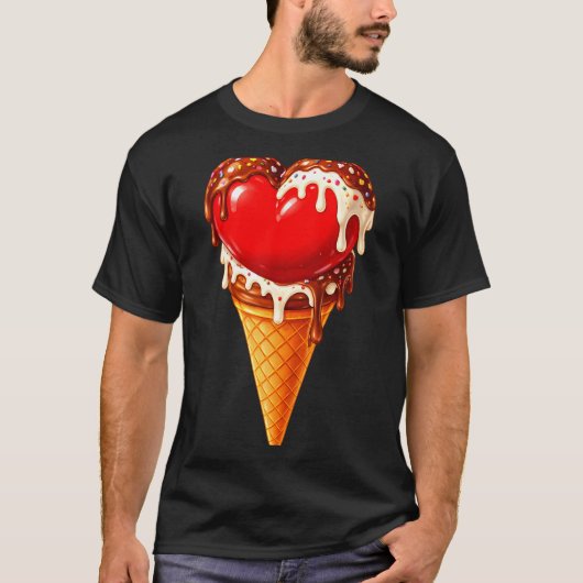 Ice Cream Heart Funny Drip Valentines Day Boys Gir T-shirt (Voorkant)